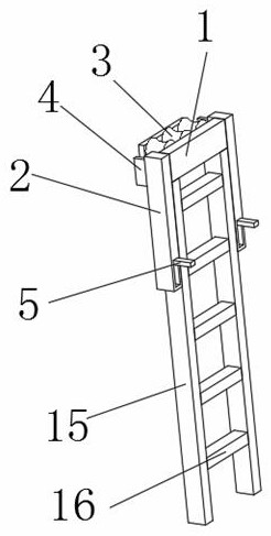 Electric power construction hanging ladder fixing structure and electric power construction hanging ladder