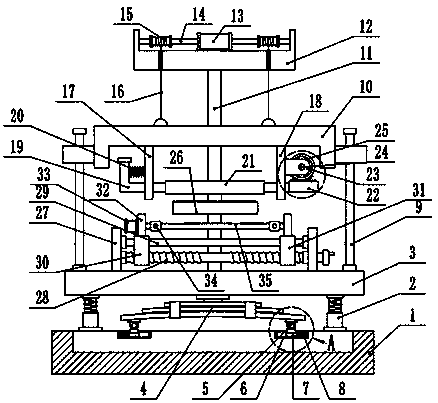 Surface grinding and rust-removing device for distance-adjustable type air duct motor rotary shaft