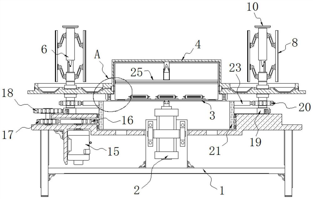 Automatic rotating device with clamping function for metal material spraying