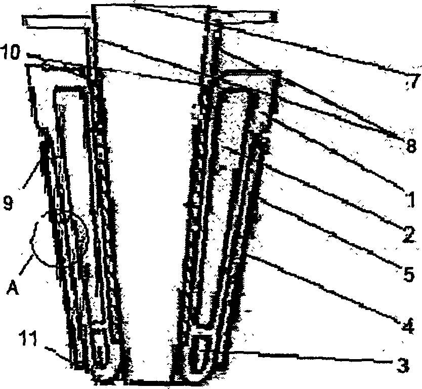 Process for synthsizing protecting layer of blast nozzle on furnace by in-situ burning