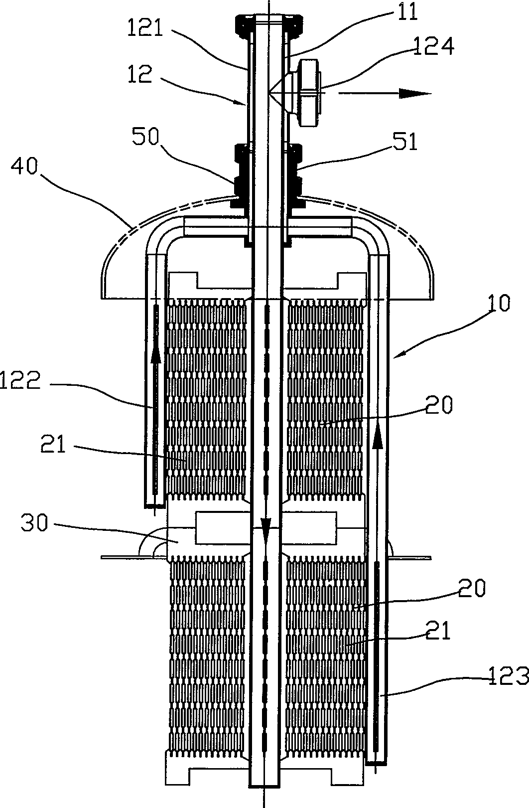 Screw-type waveform jacket condensator