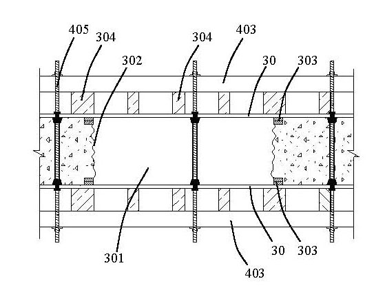Construction method of overlong and superhigh single-side fair-faced concrete wall