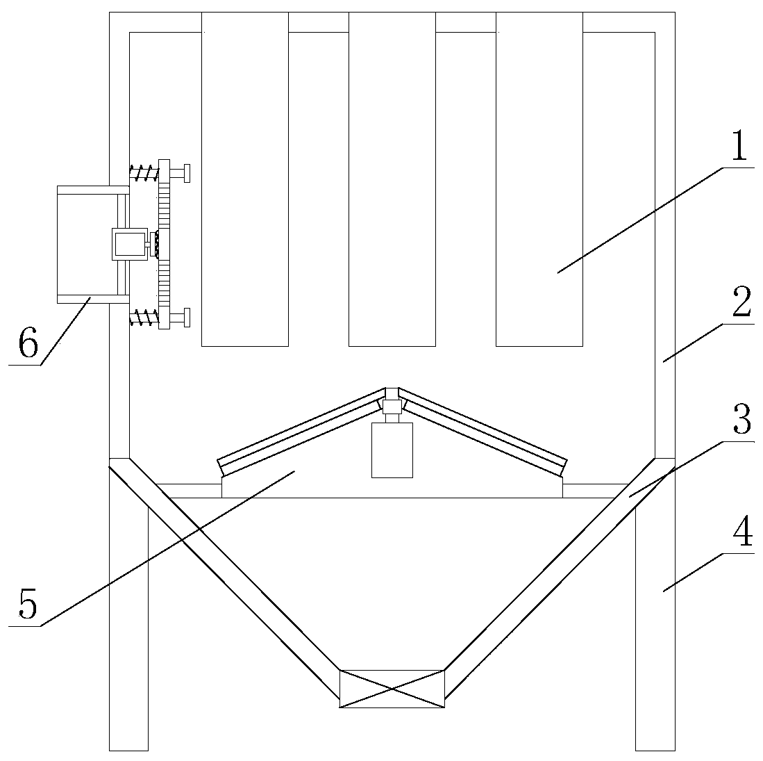 High-efficiency bag type dust remover with function of preventing flying dust