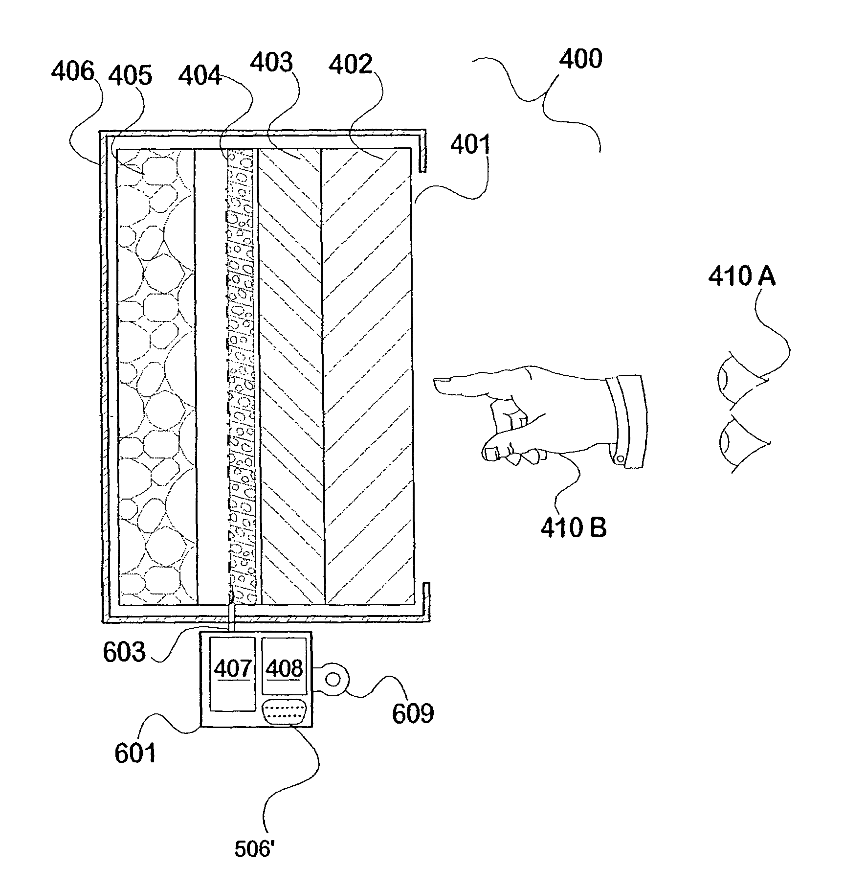 Apparatus and method for proximity-responsive display materials