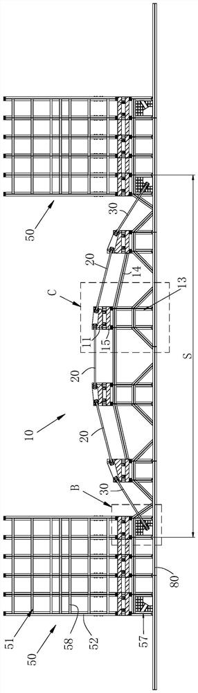 Horizontal supporting system and construction method thereof