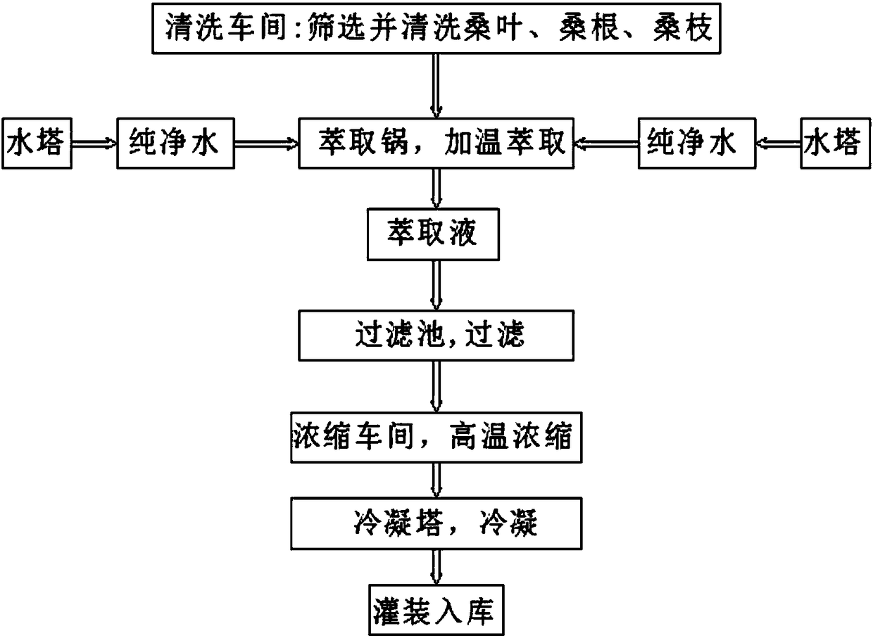 Mulberry concentrated solution and preparation process thereof