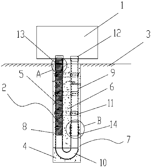 Stainless steel corrugated pipe ground heat source heat exchange system and setting method thereof