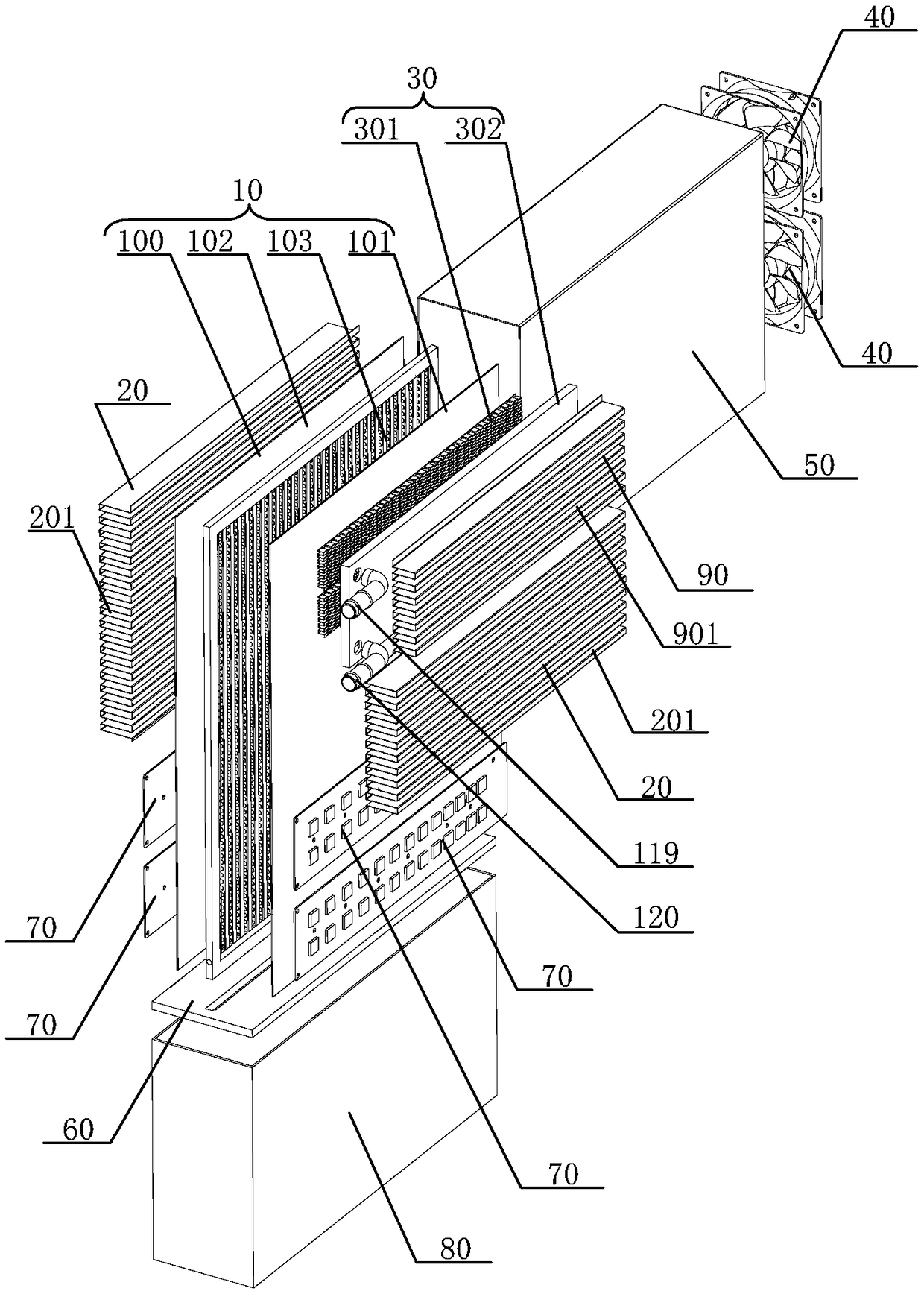 Air-cooled liquid-cooled combined thermally superconducting plate radiator