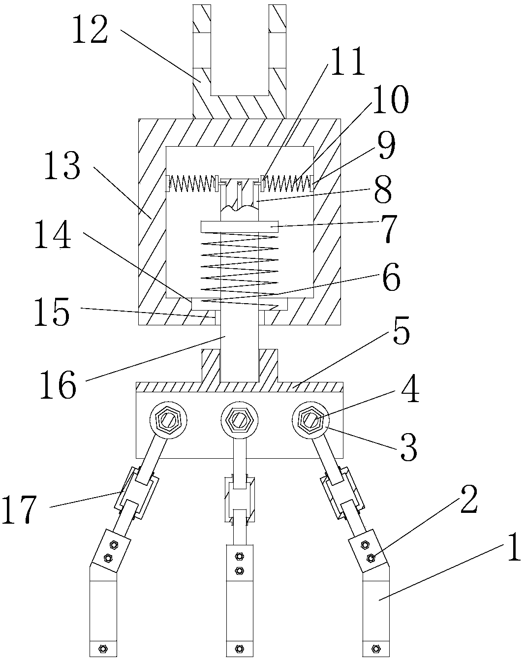 Efficient anti-loosening supporting and hanging frame used for pipe installing