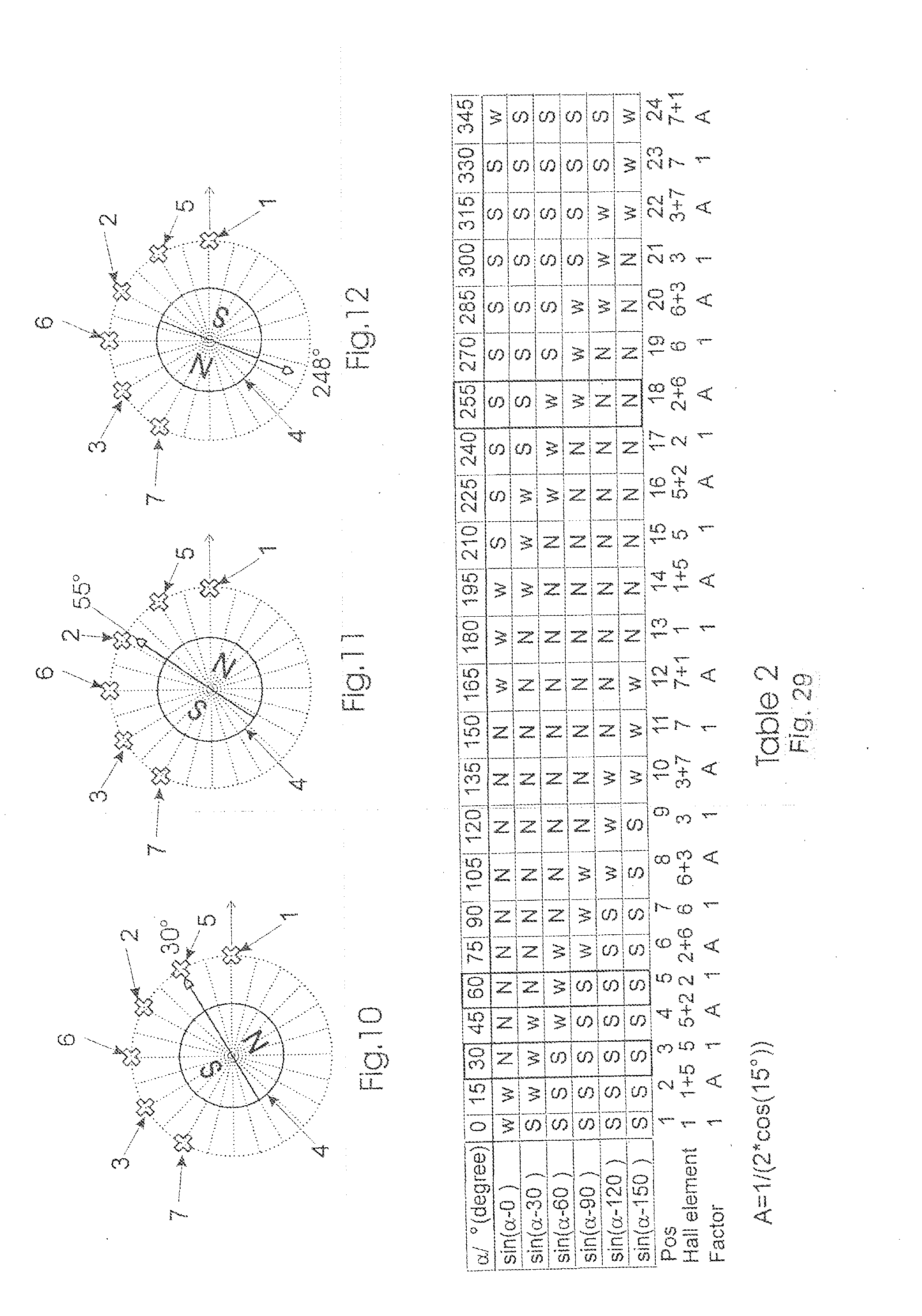 Method and device for contactless sensing rotation and angular position using orientation tracking