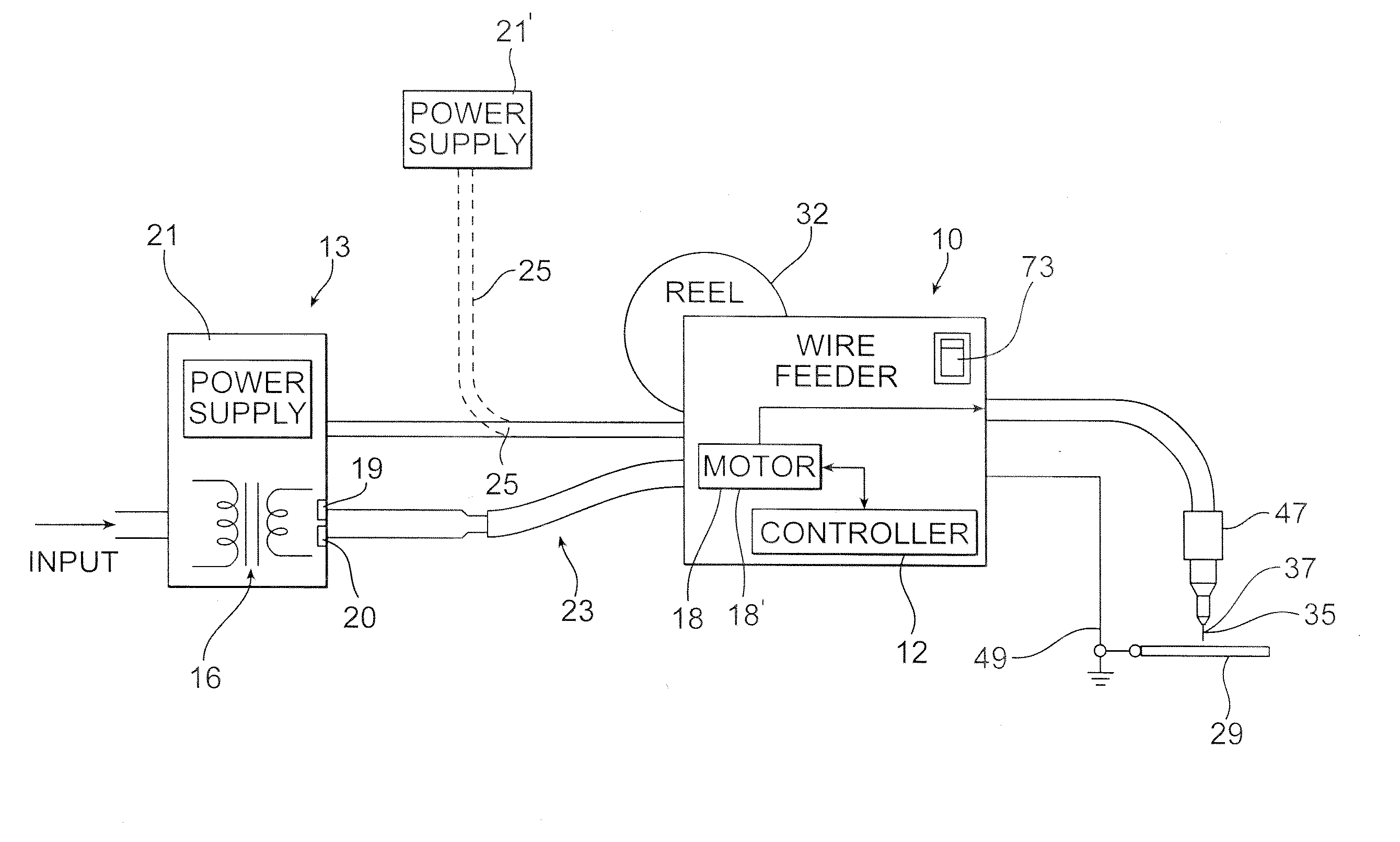 Wire feeder with auto-configure power supply