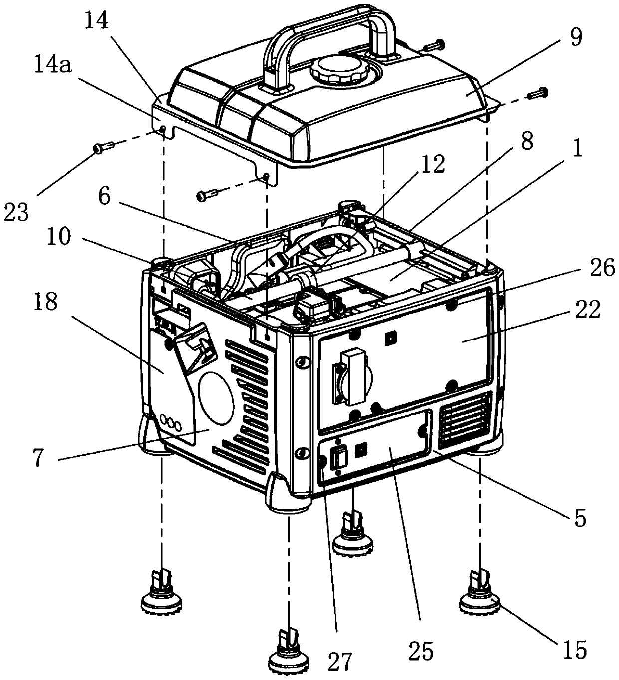 Portable inversion gasoline generator set