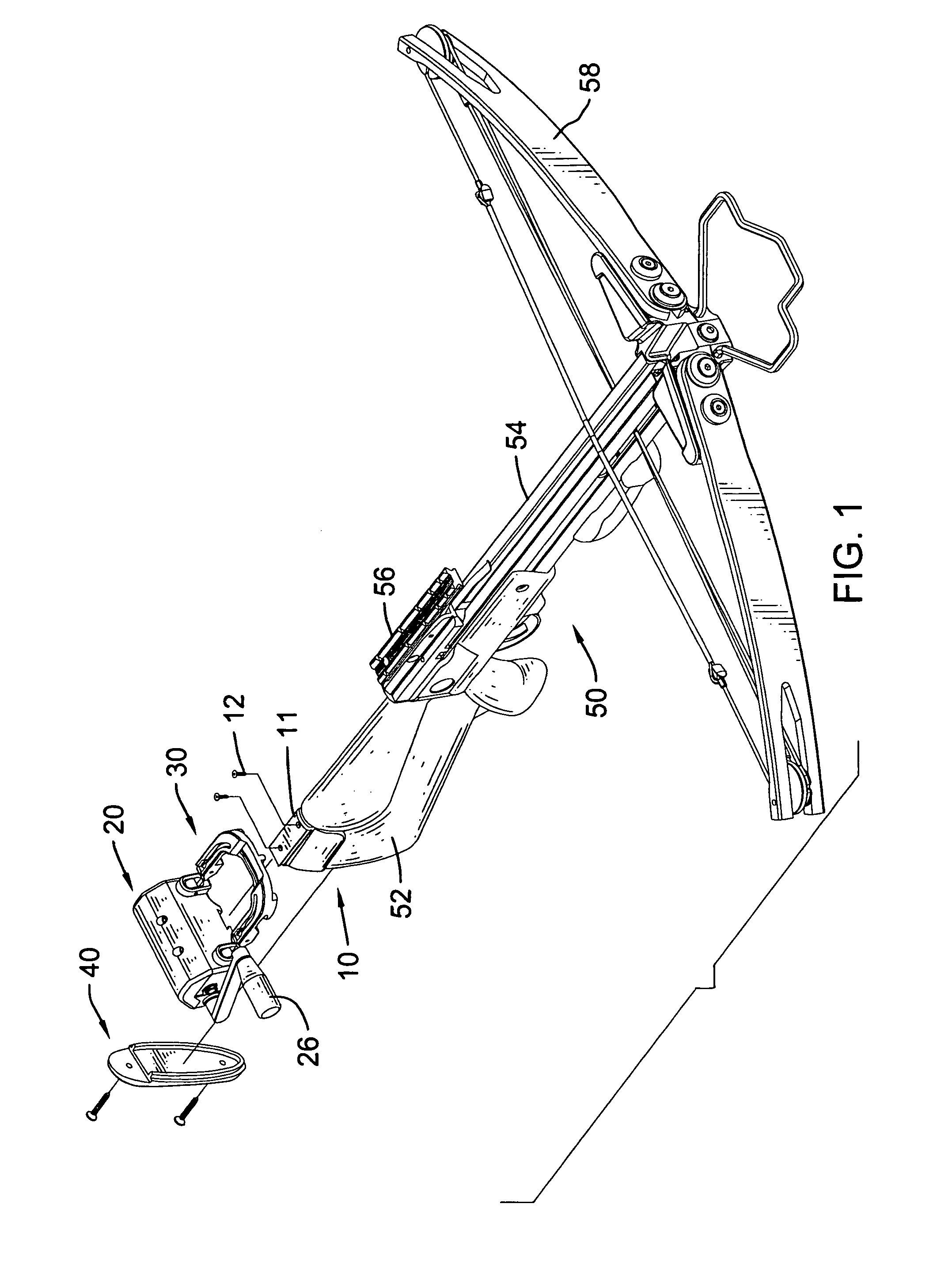 Bowstring drawing device for a crossbow