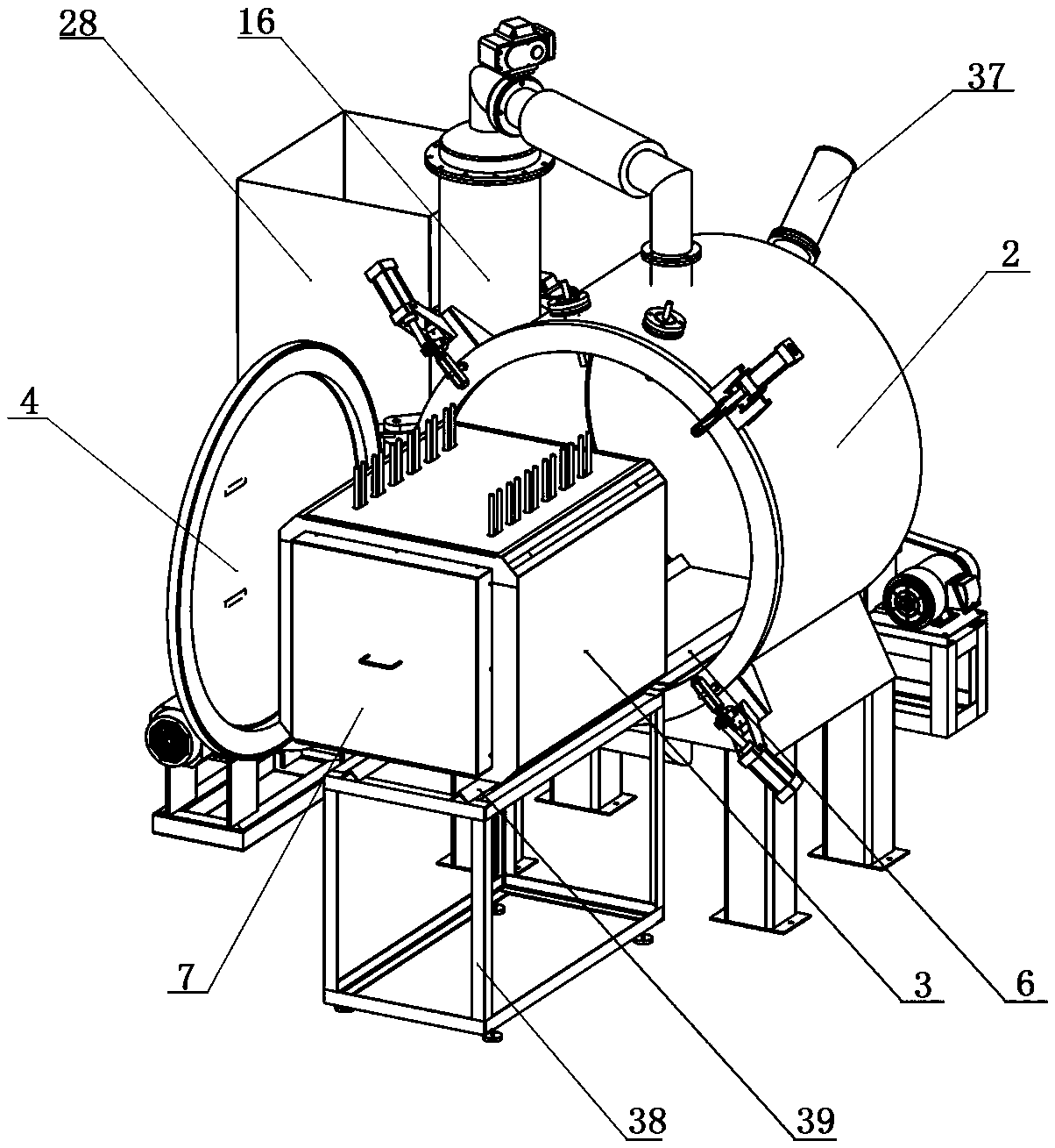 High temperature electric heating furnace for furnace body replacement and rapid material cooling