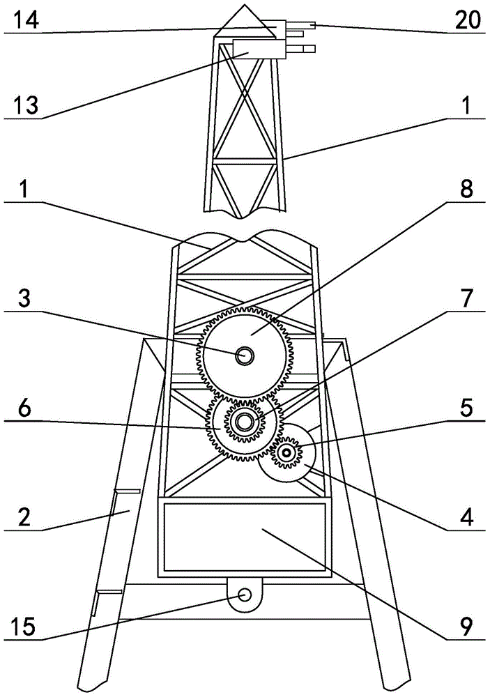 Automatic lifting device and method for tower-shaped mast