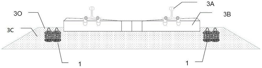 Ballasted railway ballast bed reinforcing device, system and method