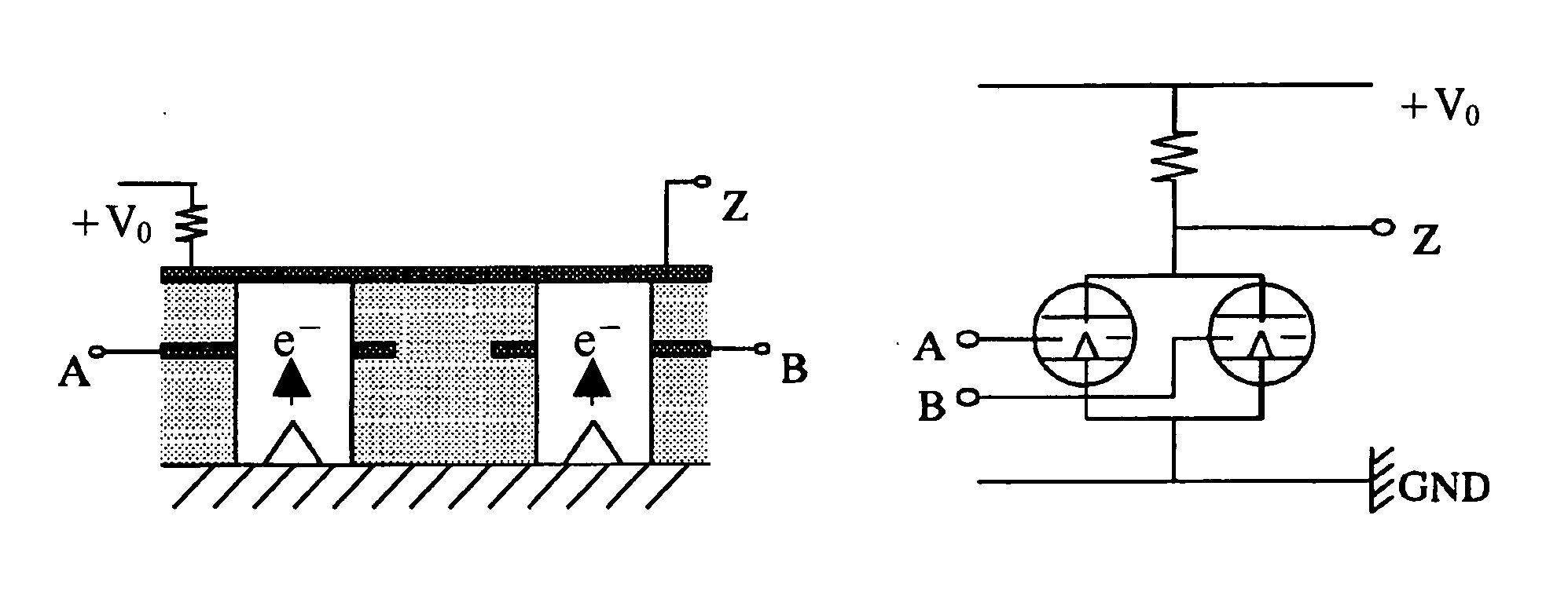 Logical operation element field emission emitter and logical operation circuit