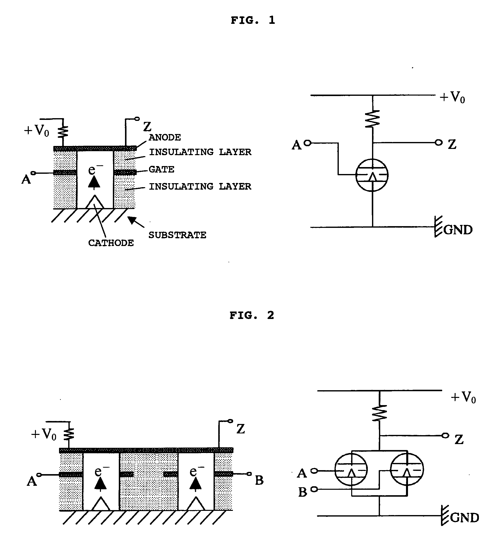 Logical operation element field emission emitter and logical operation circuit