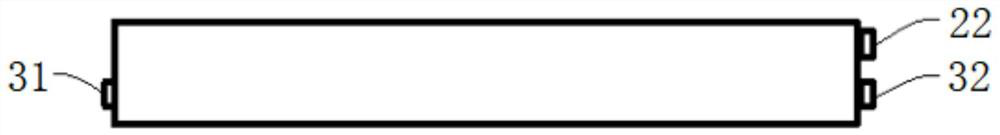 Single-side pole long battery and electric energy storage device