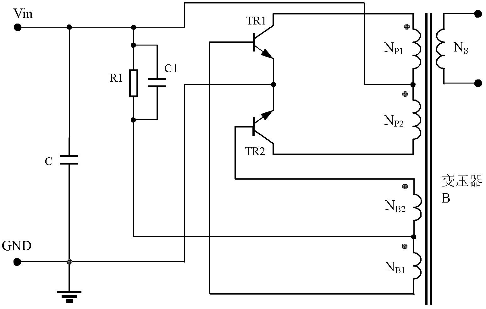 Self-excited push-pull type converter