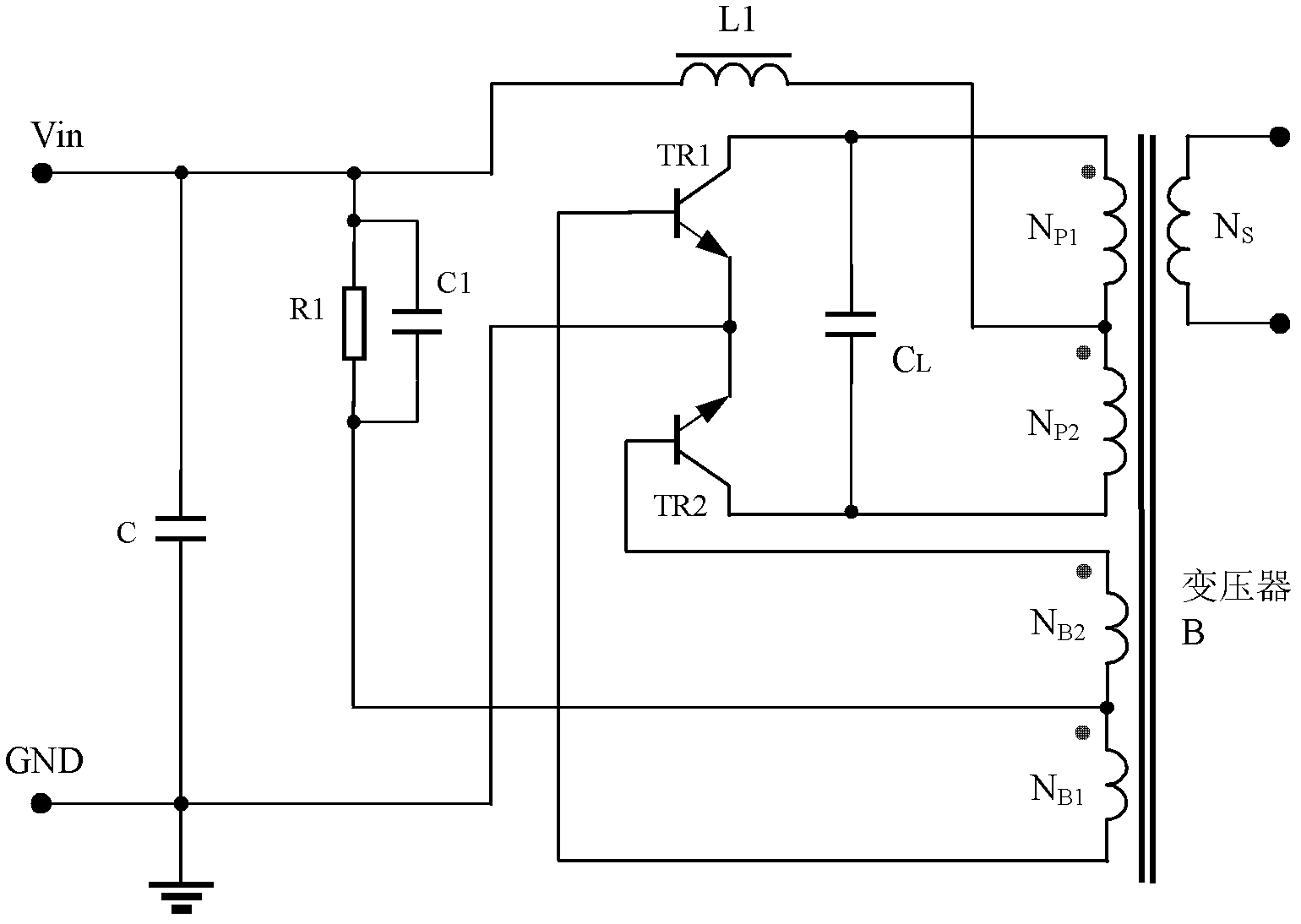 Self-excited push-pull type converter