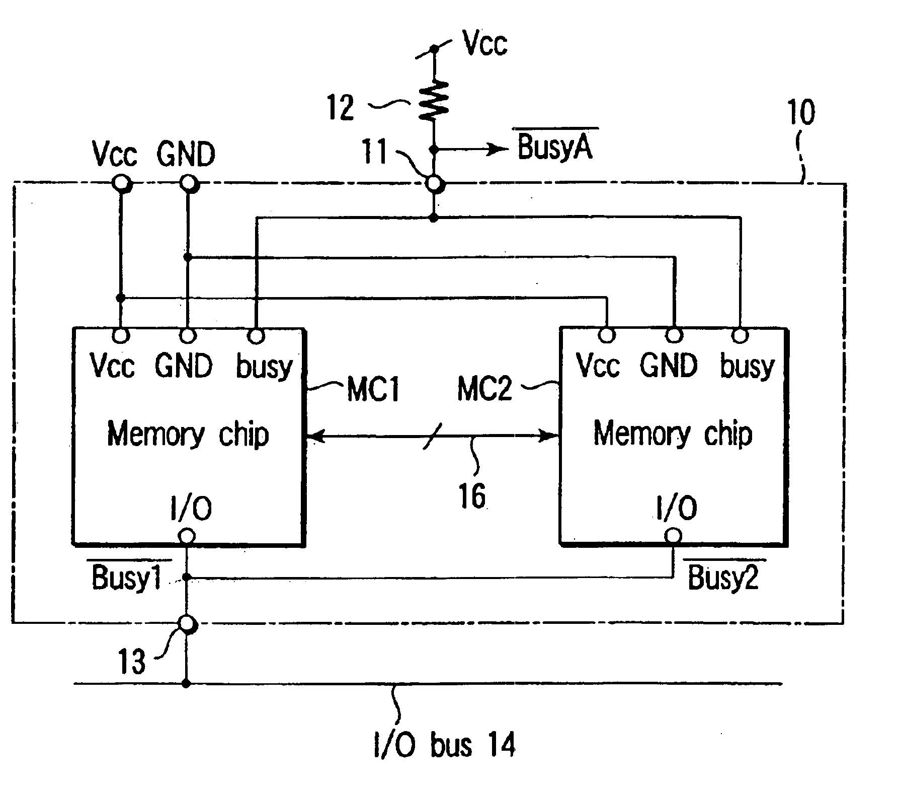 Semiconductor memory device having a plurality of chips and capability of outputting a busy signal