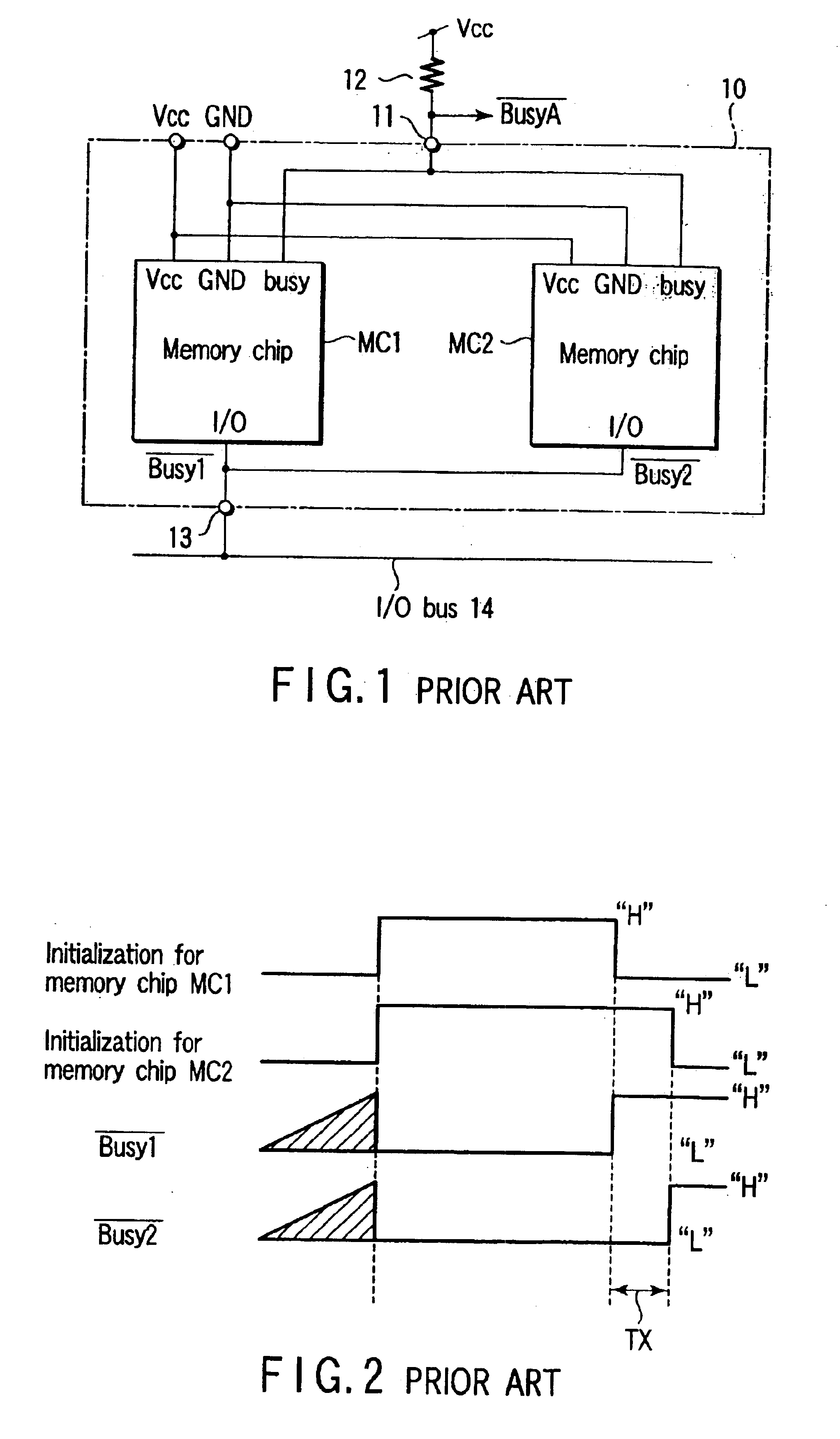 Semiconductor memory device having a plurality of chips and capability of outputting a busy signal