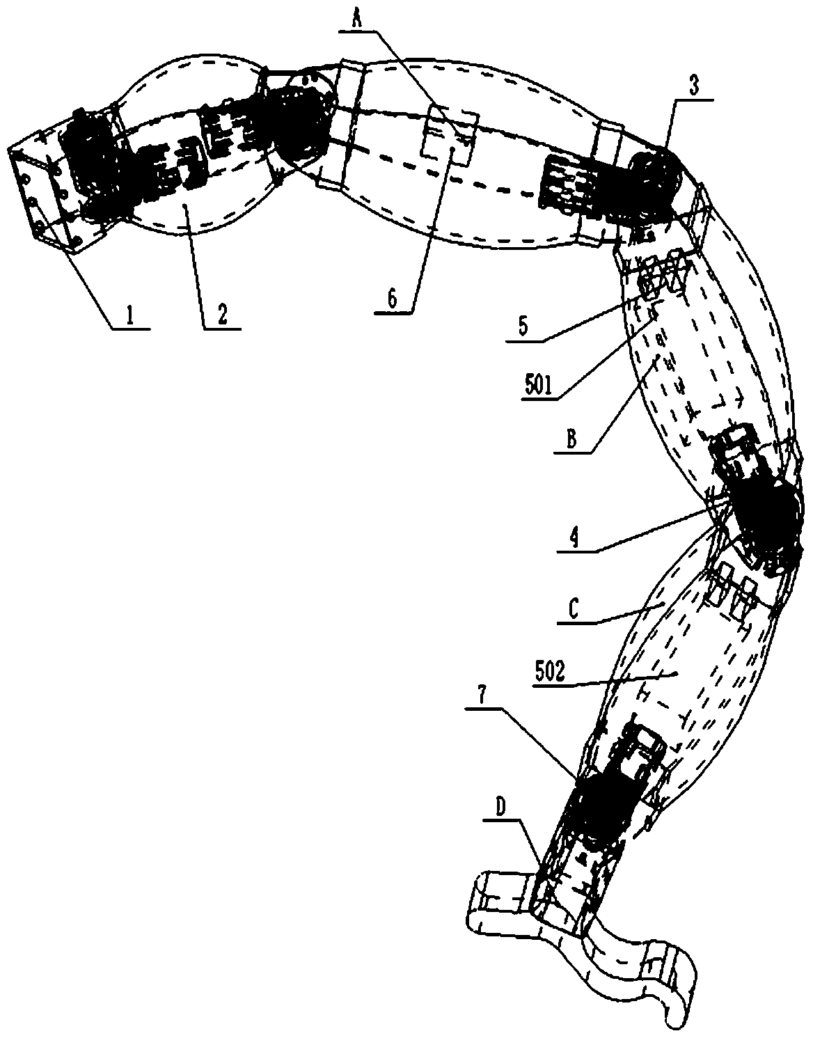 Installing conveniently type multi-joint bionic mechanical leg with self-distributed power