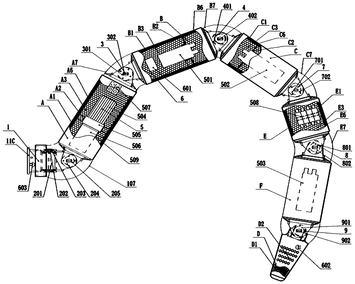 Installing conveniently type multi-joint bionic mechanical leg with self-distributed power