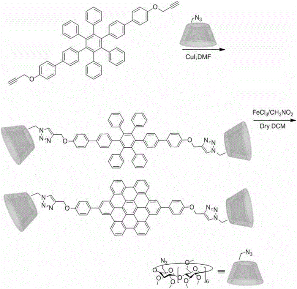 Nano supramolecular assembly body of fully methylated beta-cyclodextrin modified coronene derivative
