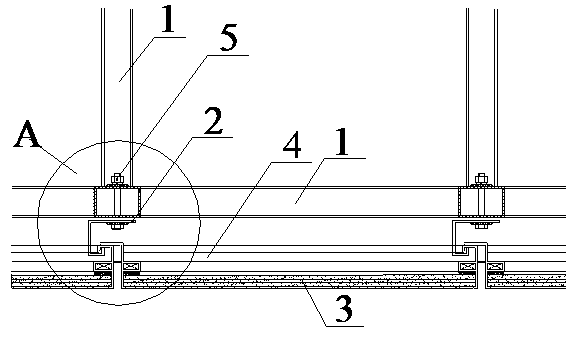 Glass hung ceiling connecting mechanism and installing method