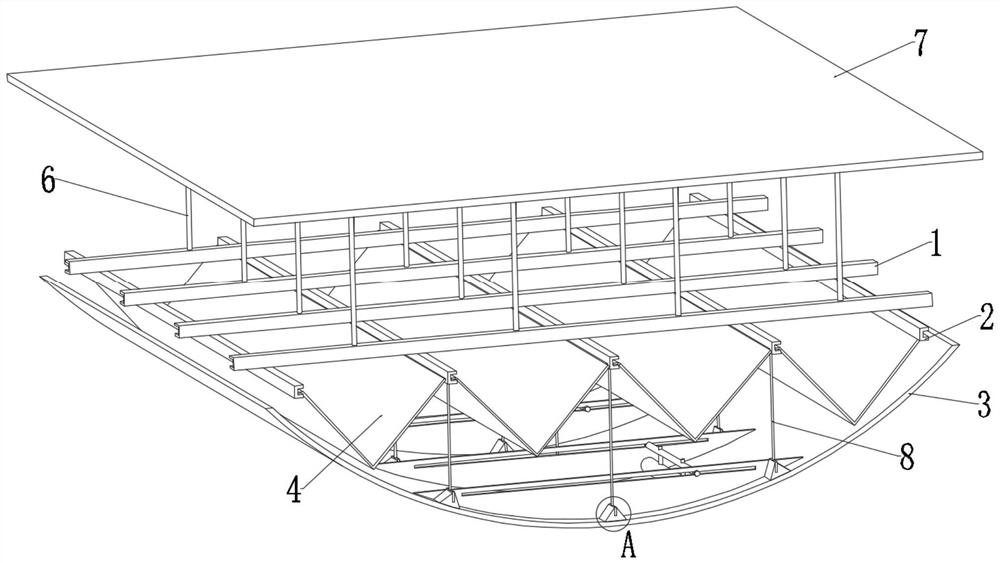 Modular noise reduction installation design structure of large-span curved surface stainless steel ceiling