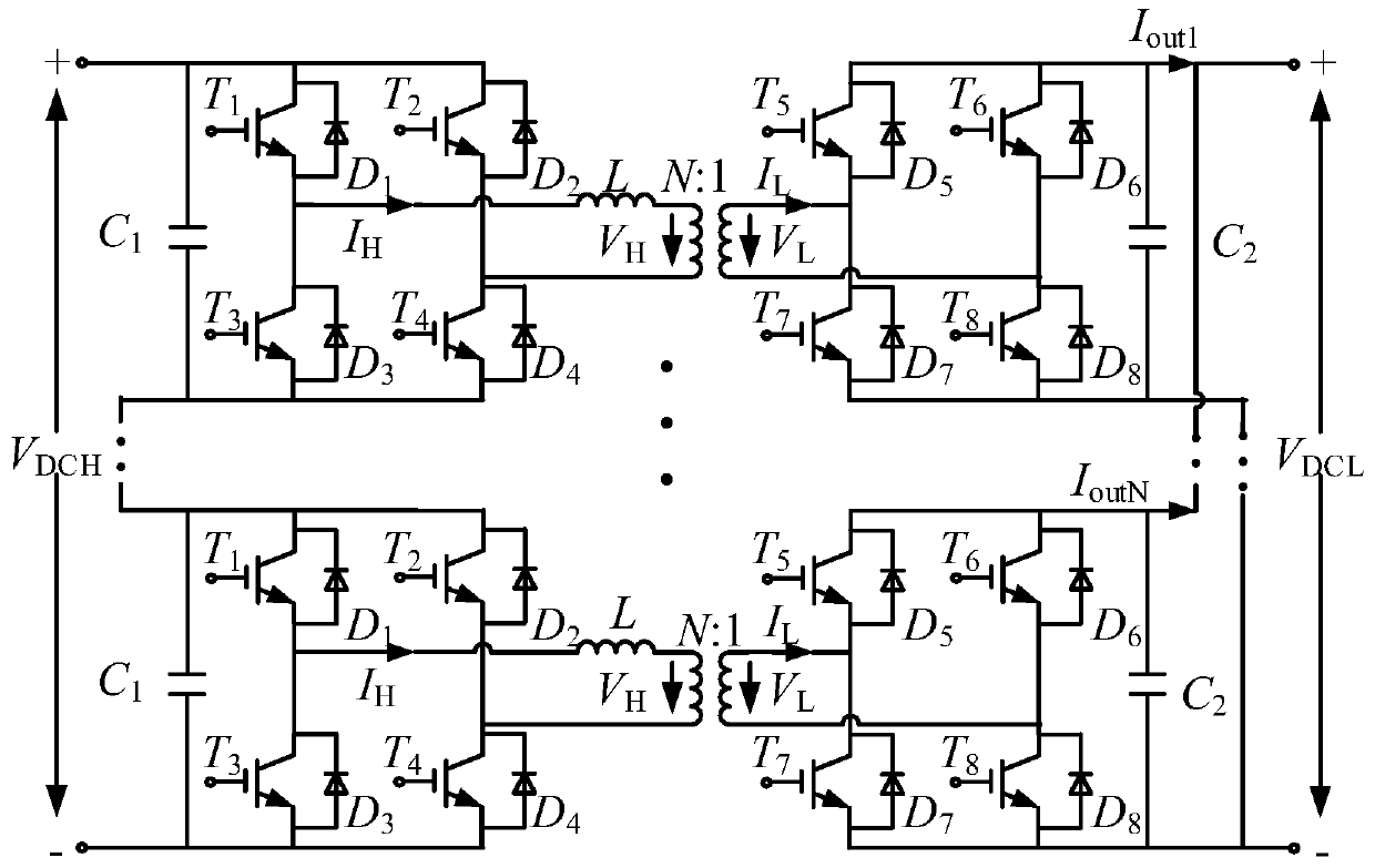 Equivalent modeling method suitable for ISOP type DC-DC converter composed of DAB