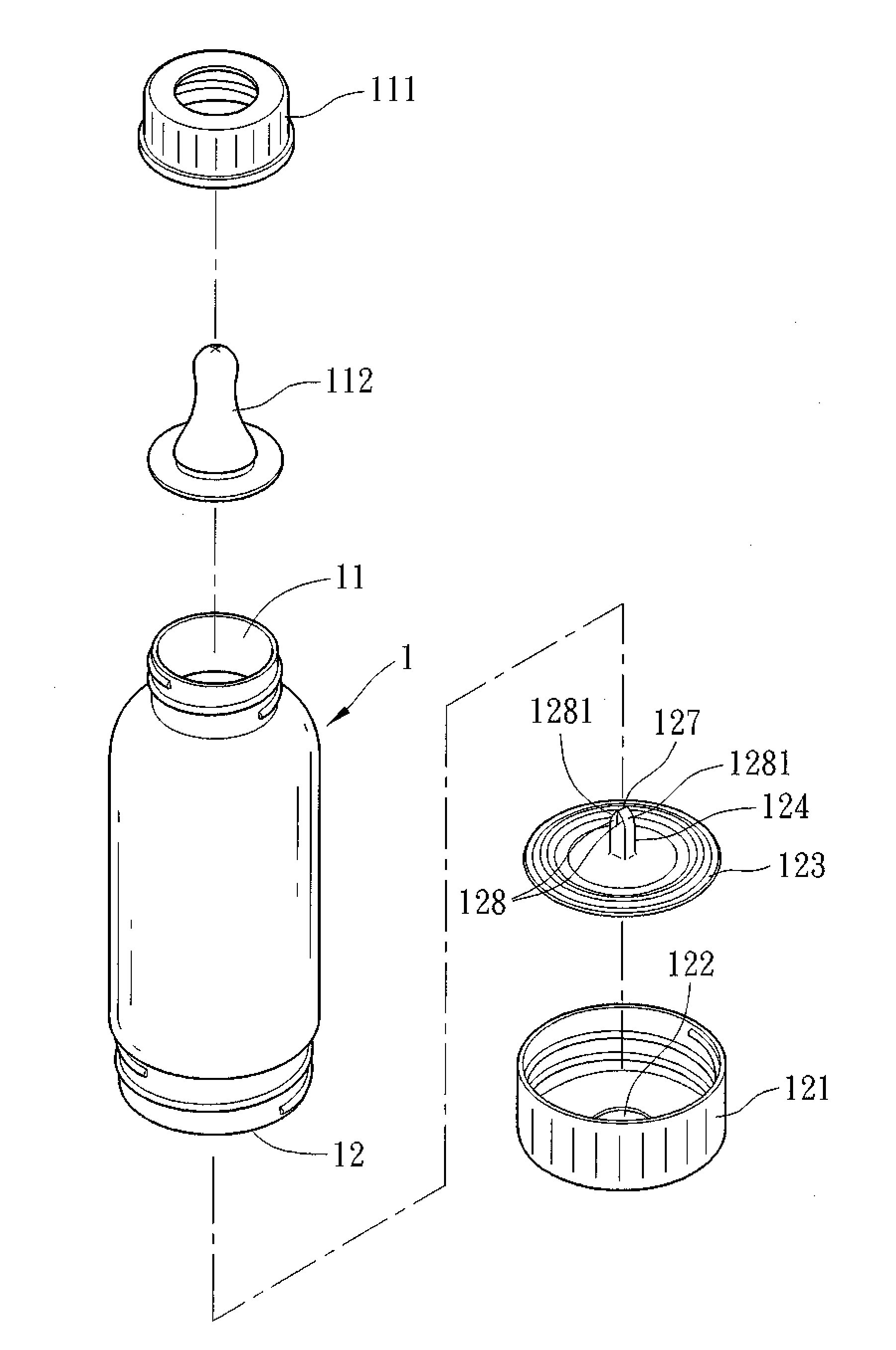 Dual opening nursing bottle