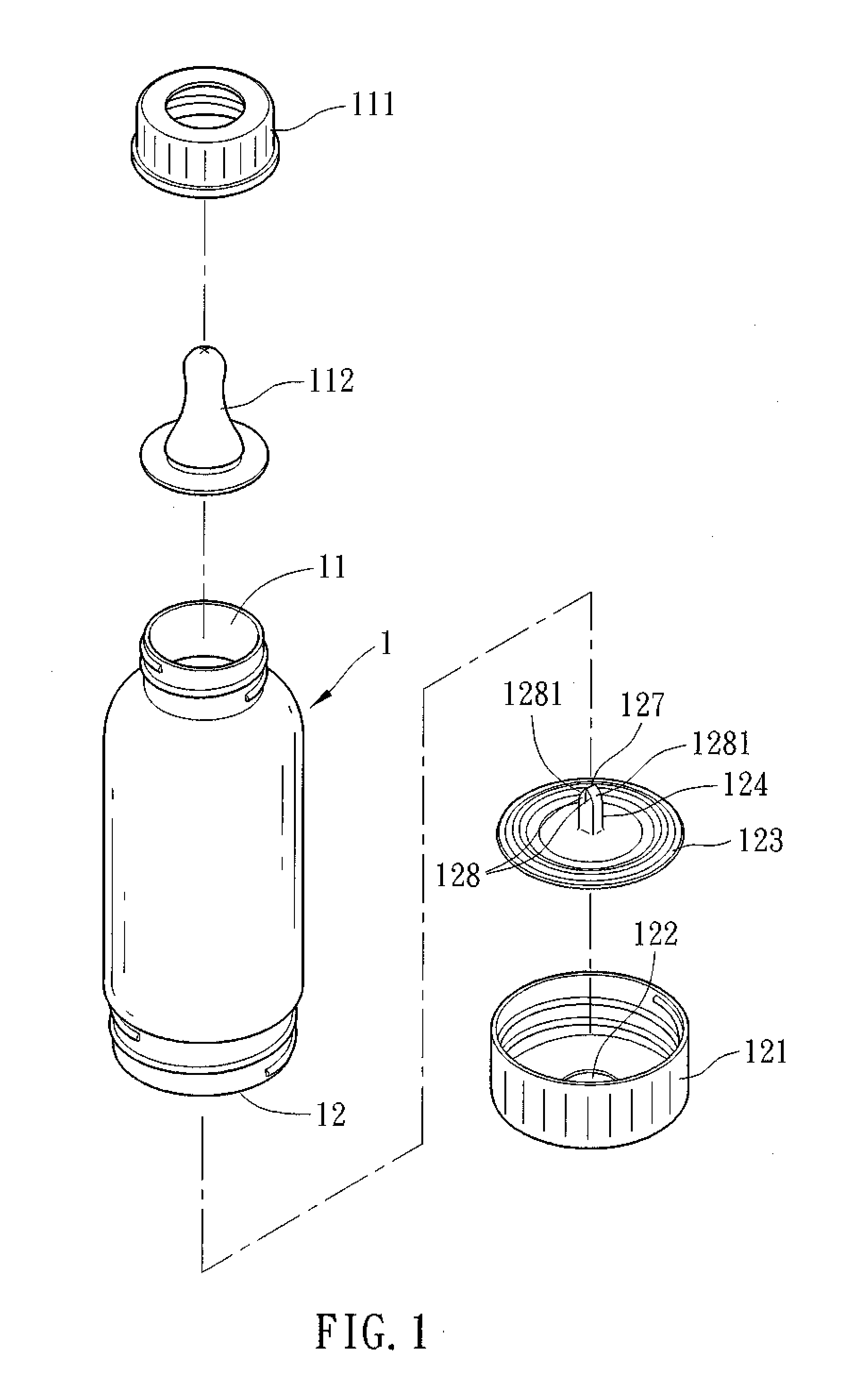 Dual opening nursing bottle