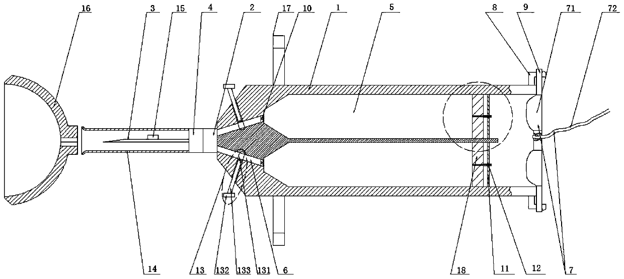 Intraocular double-cavity injector with adjustable injection flow