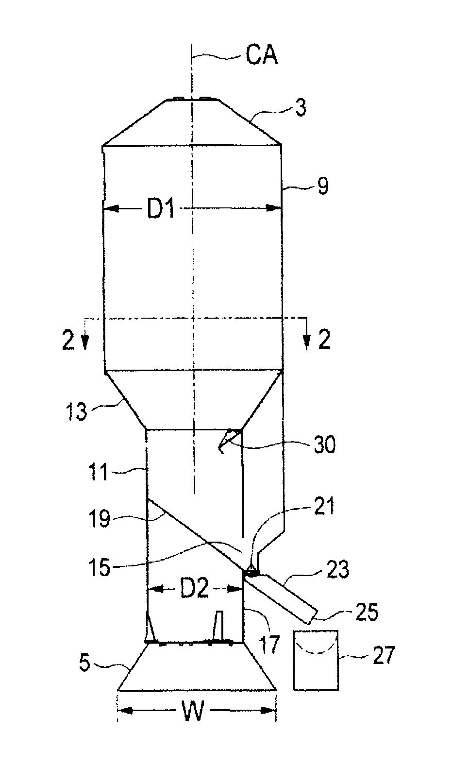 Vertically oriented transportable container with improved stability