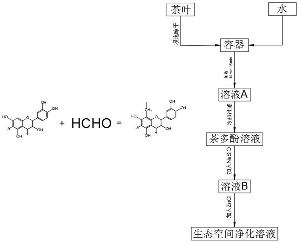 Ecological space purification solution and preparation method thereof