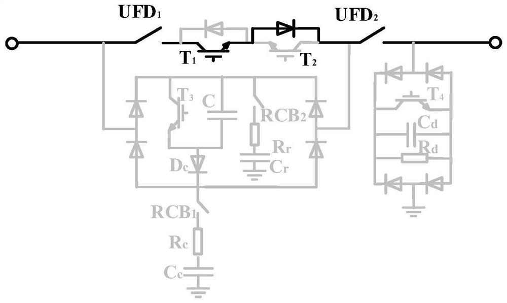 Capacitive circuit breaker topology suitable for high-voltage DC power grid