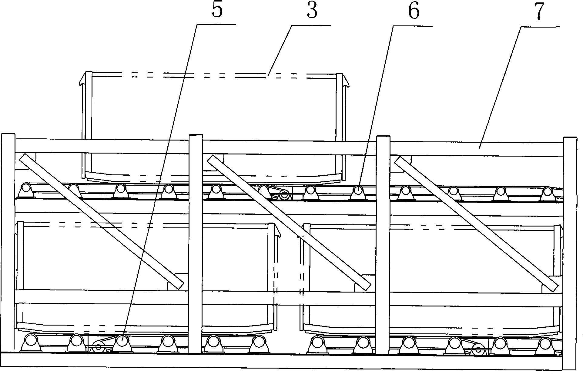 Railway bed laying emergency stone self-discharging train