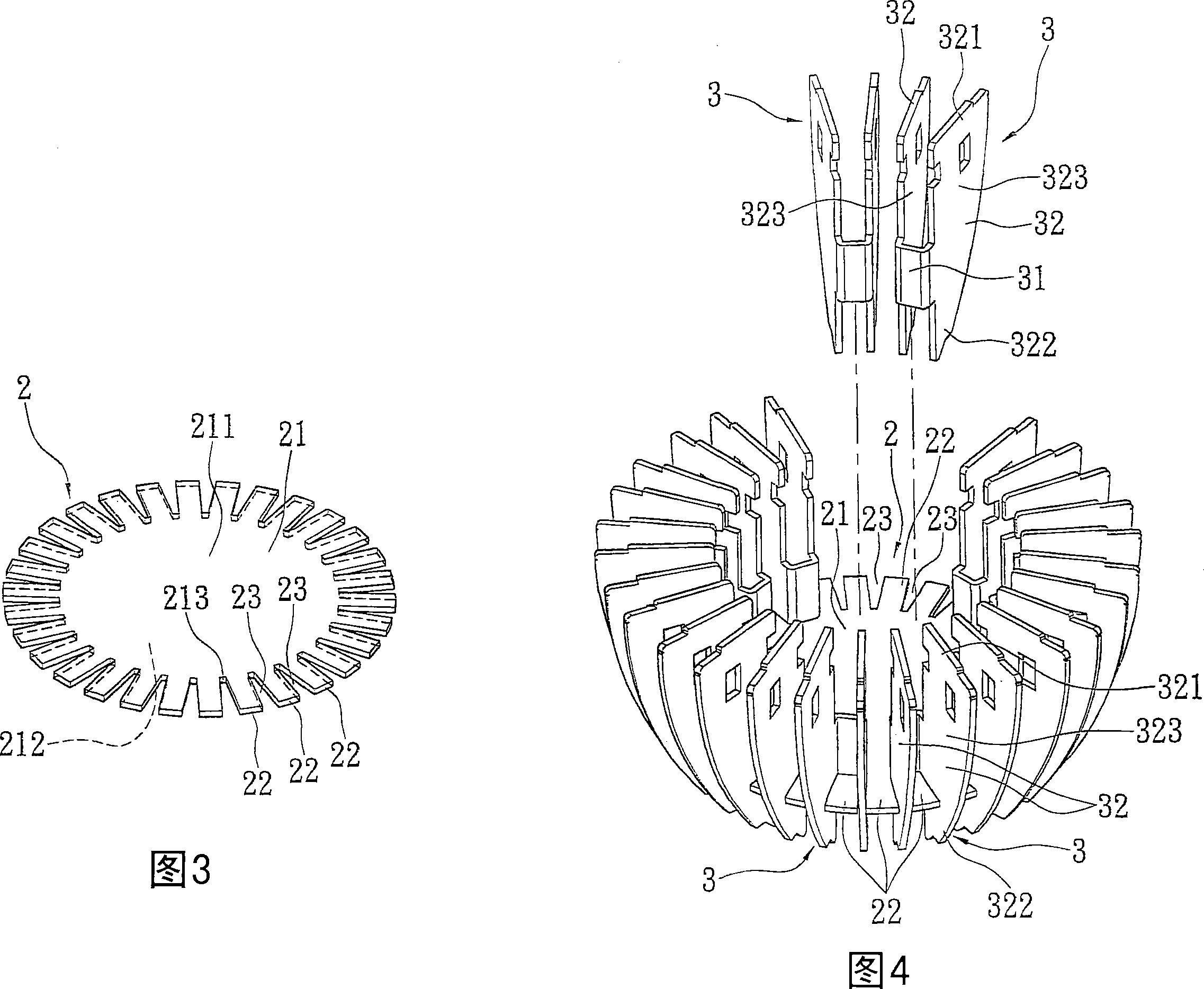 Method for manufacturing radiator with radiating fins and structure of radiator