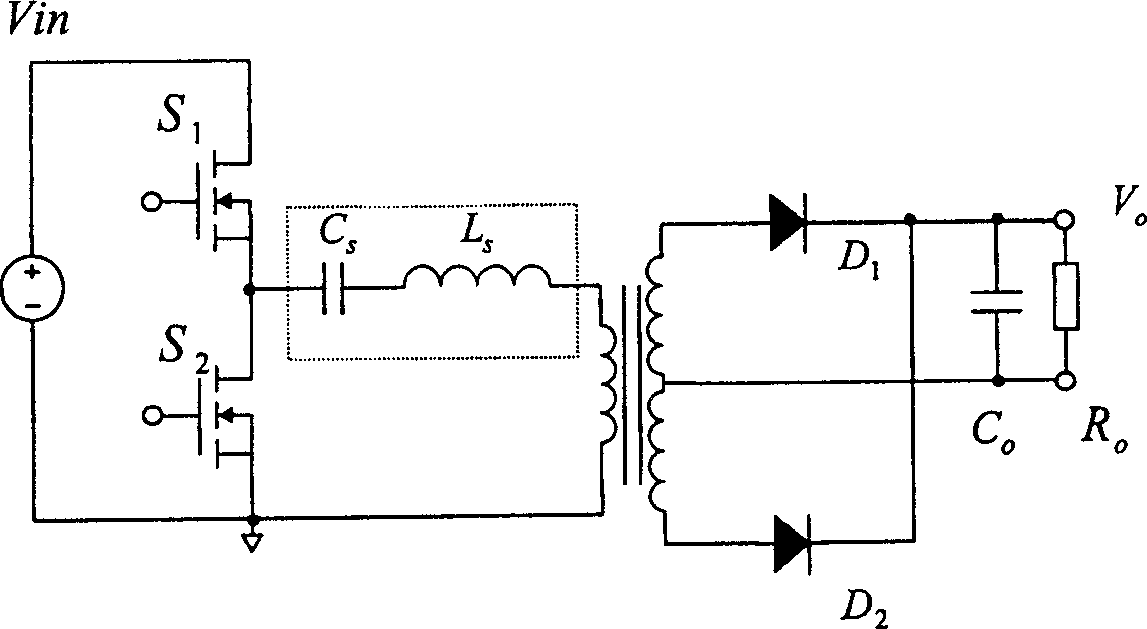 DC/DC converter with LLC serial resonance
