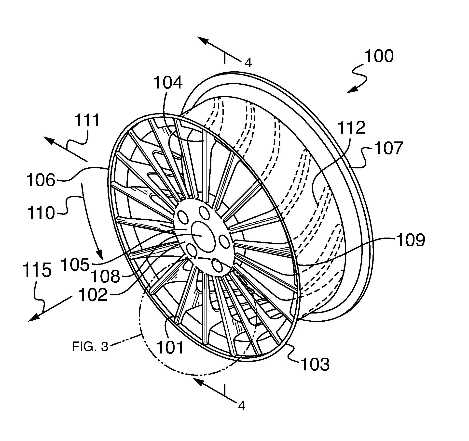 Rim, airless tire and hubcap designs configured to directionally convey air and methods for their use
