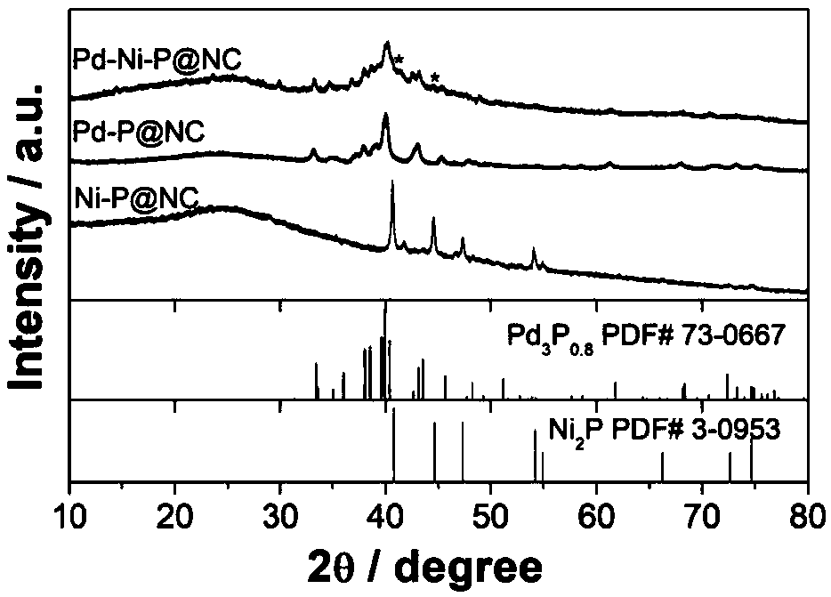 Phosphorus-nickel-palladium co-doped carbon-based composite catalyst and preparation method and application thereof