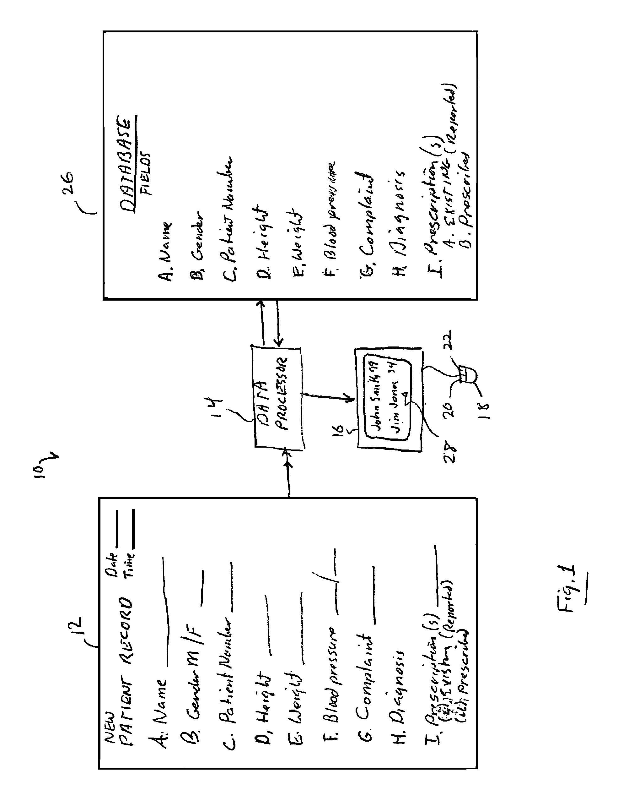 Association of data entries with patient records, customized hospital discharge instructions, and charting by exception for a computerized medical record system