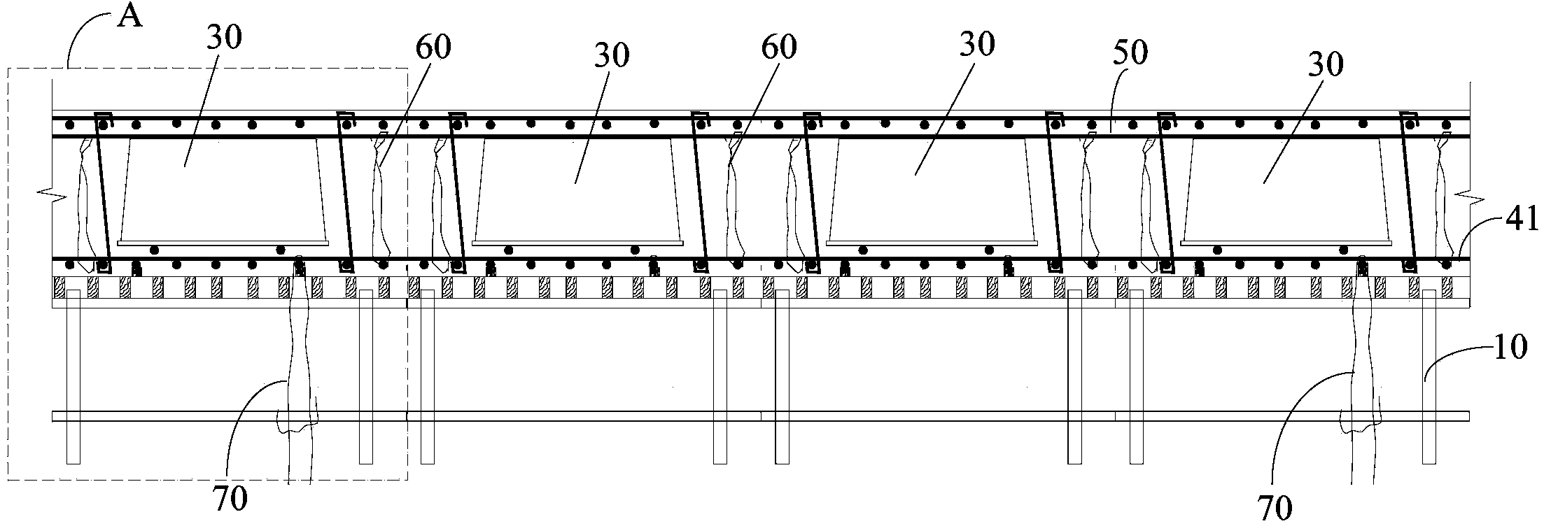 Thin-wall square box anti-floating structure and construction method thereof
