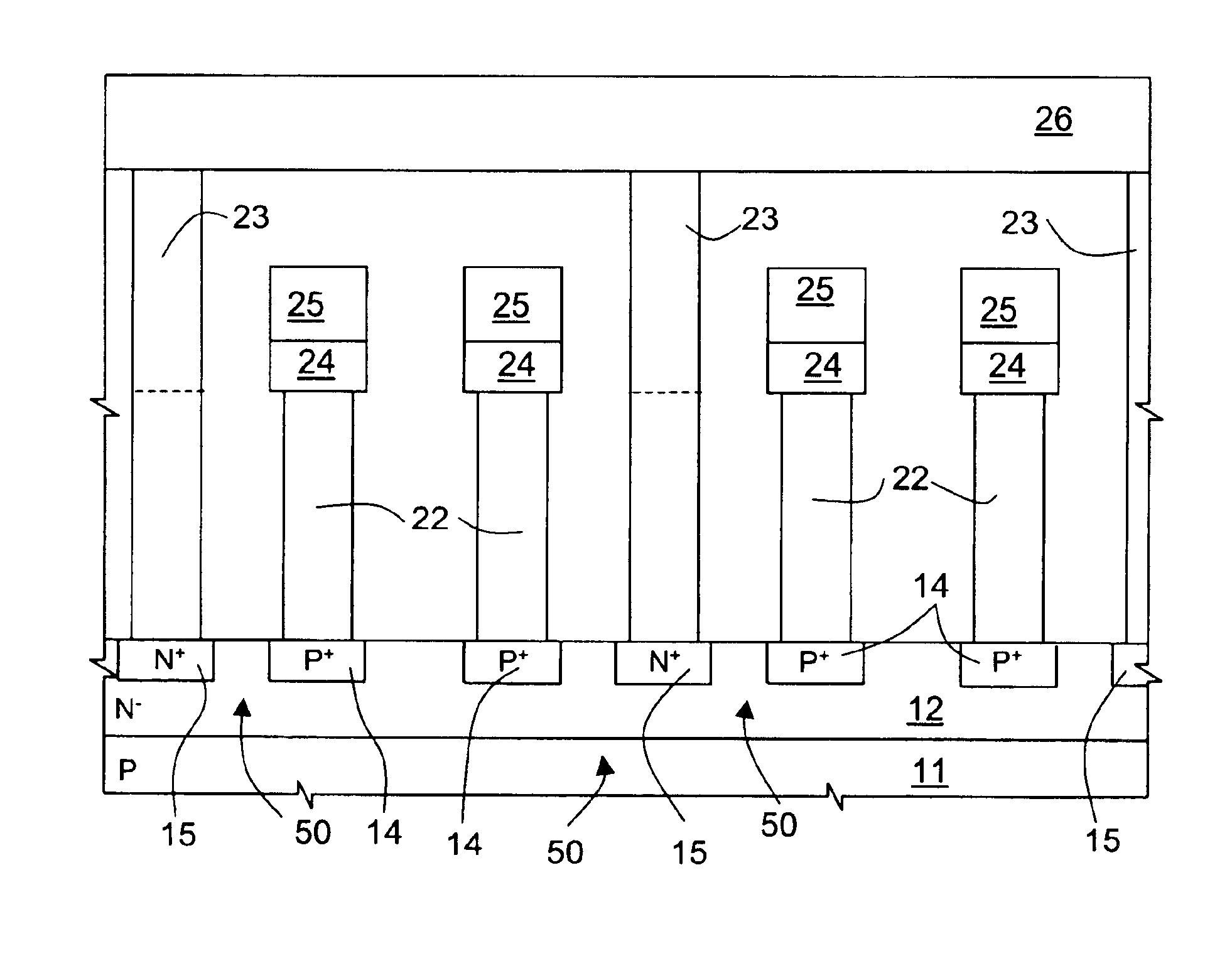 Array of cells including a selection bipolar transistor and fabrication method thereof