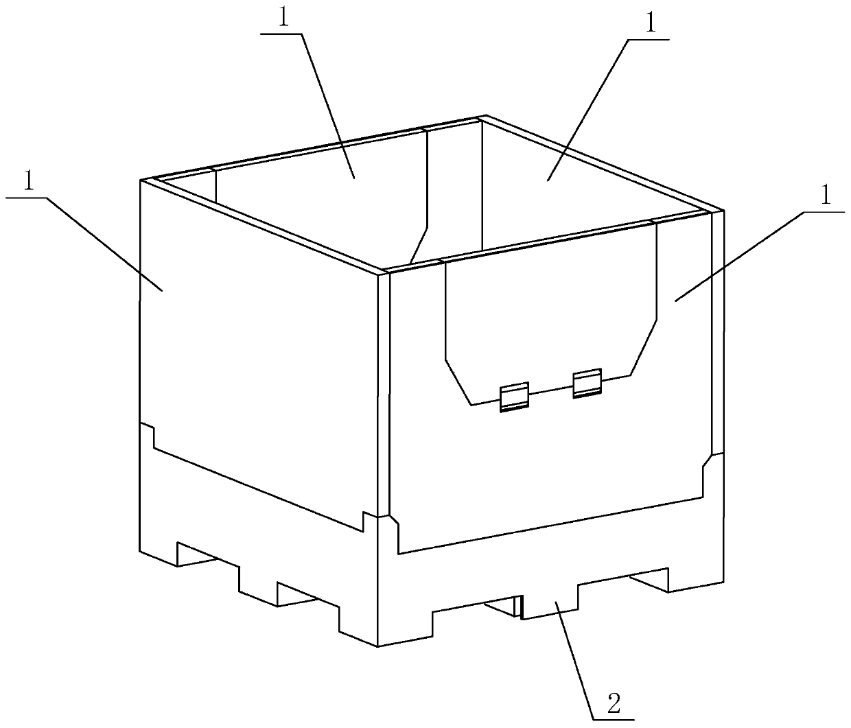 Side plate hinge structure and large container