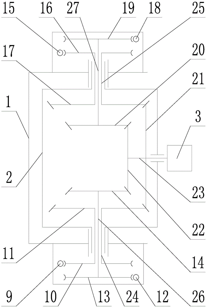 Double-pendulum head structure driven by differential double motors