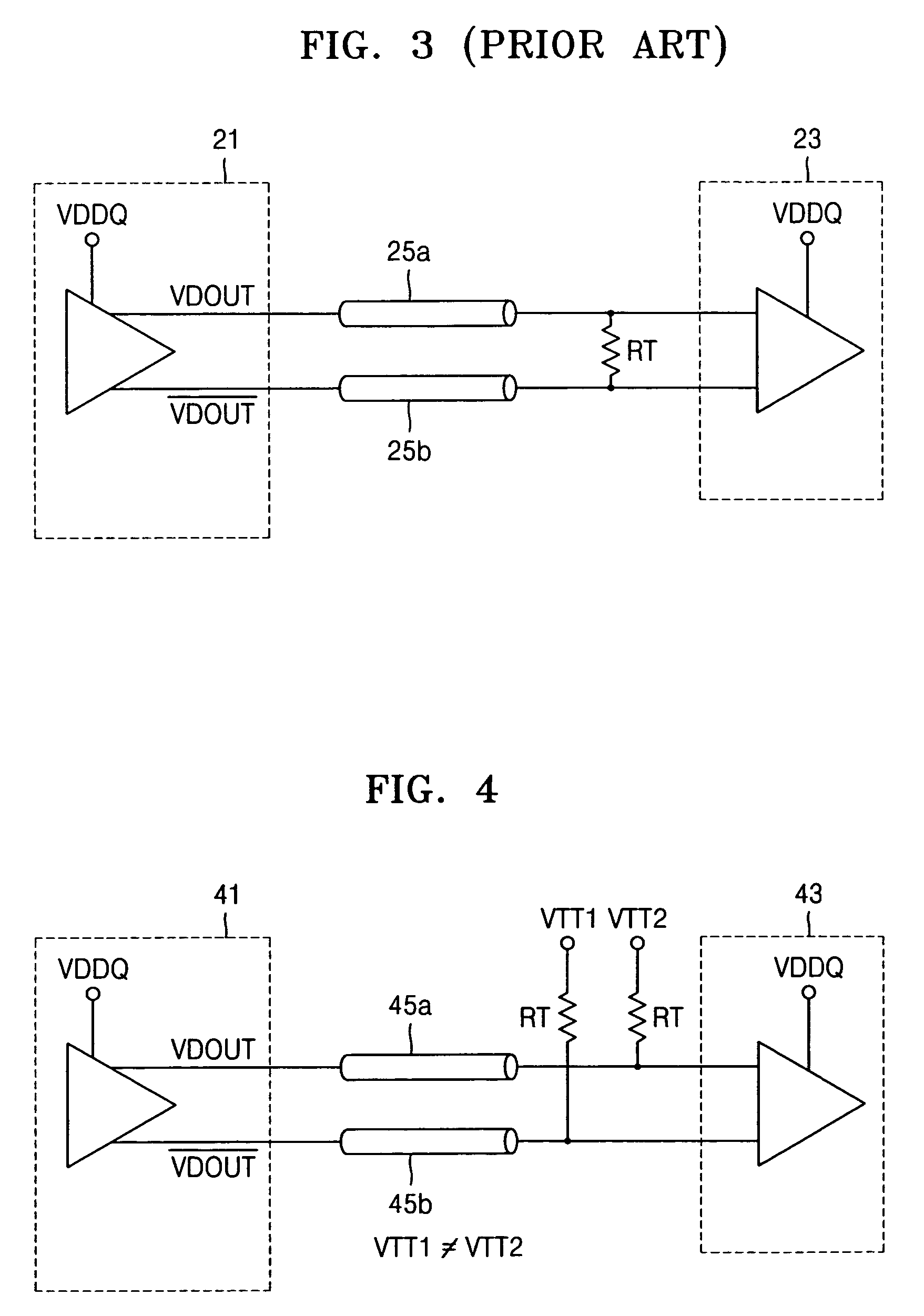 Memory system with stable termination of a pair of differential signals transmitted via a pair of transmission lines